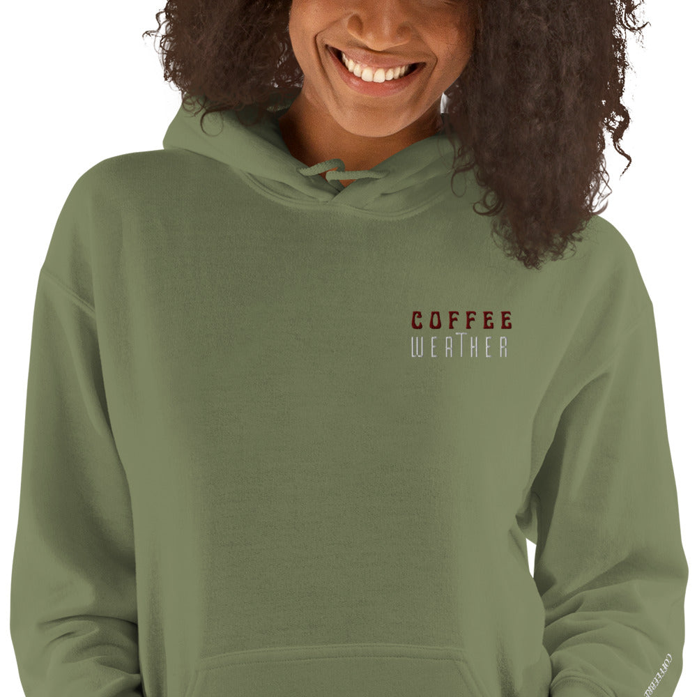 Coffee Weather Embroidered Athletic Hoodie - COFFEEBRE