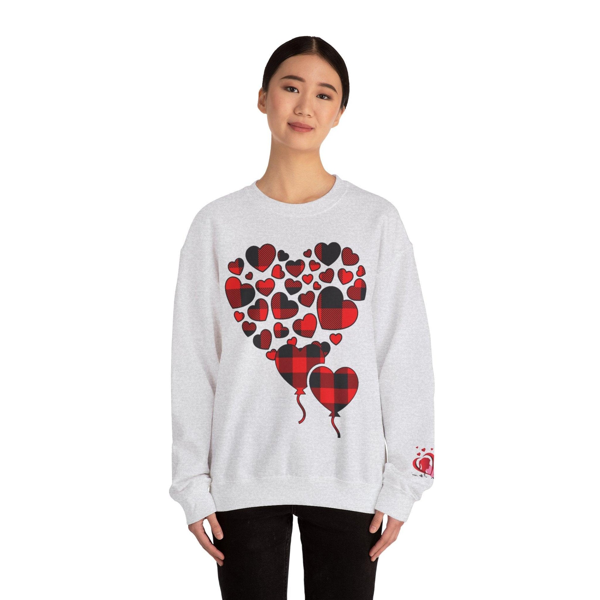 Unisex Red Heart Valentine Crewneck Sweatshirt - COFFEEBRE