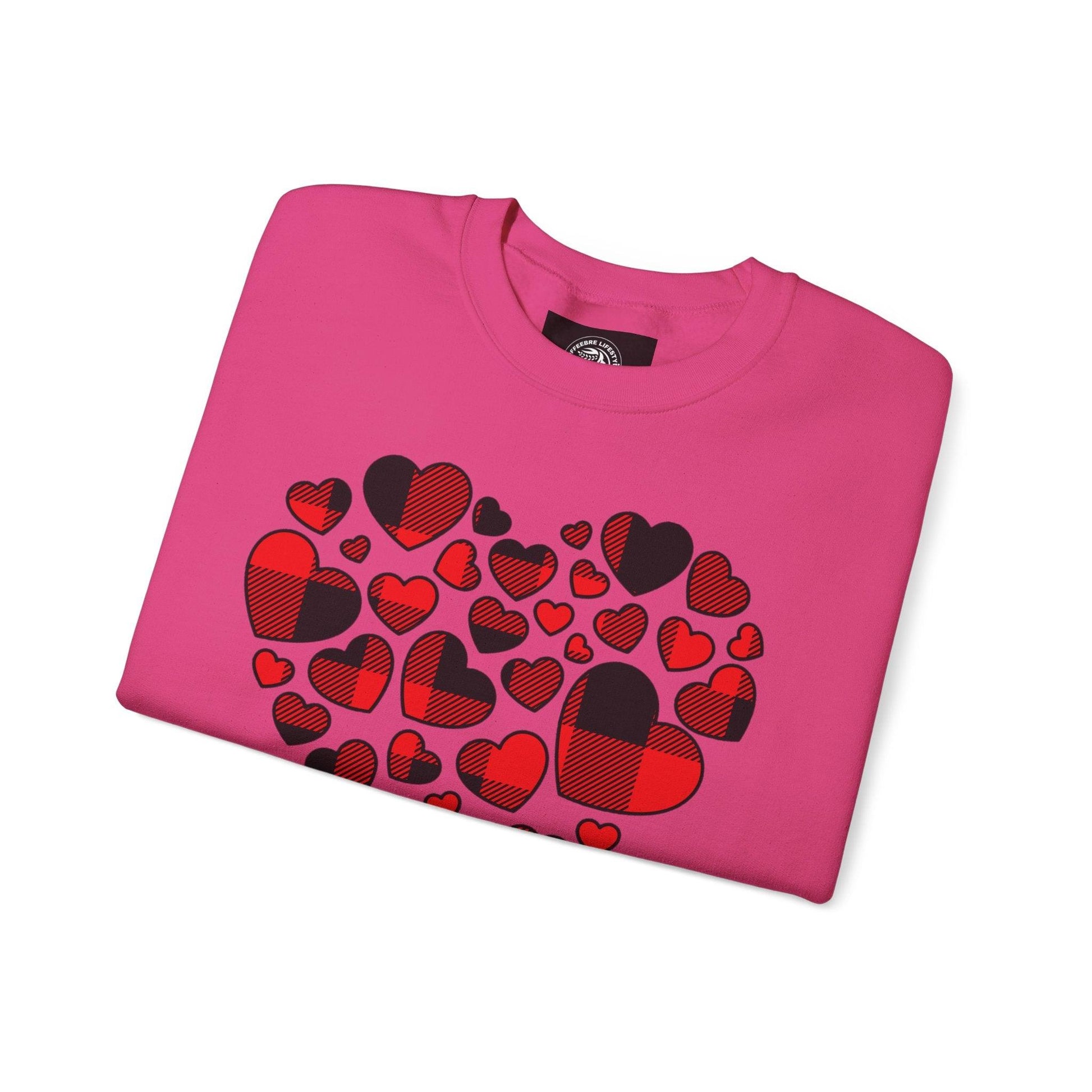 Unisex Red Heart Valentine Crewneck Sweatshirt - COFFEEBRE