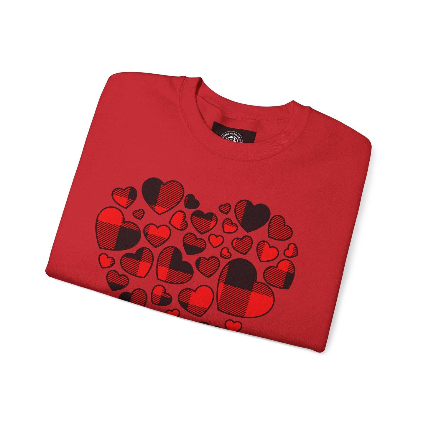 Unisex Red Heart Valentine Crewneck Sweatshirt - COFFEEBRE