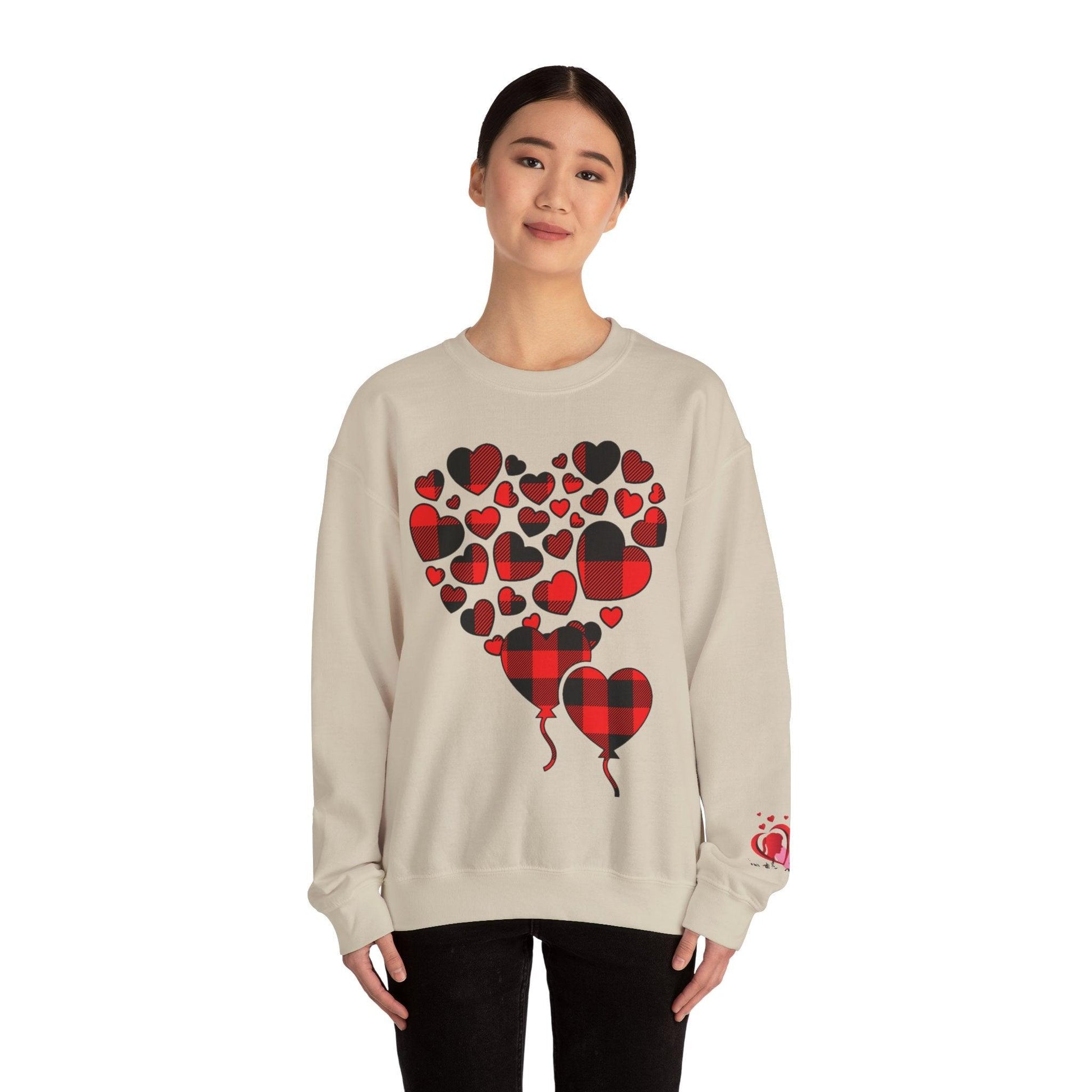 Unisex Red Heart Valentine Crewneck Sweatshirt - COFFEEBRE