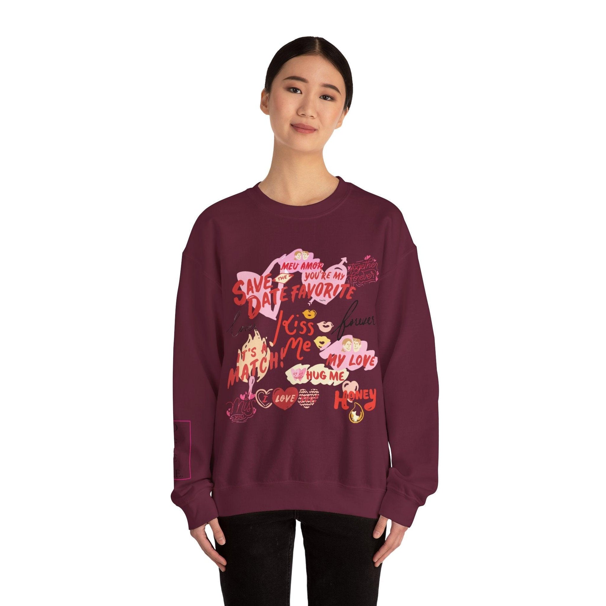 Valentine's Love Script Unisex Crewneck Sweatshirt - COFFEEBRE