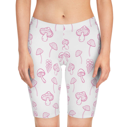 Women's Pink Mushroom Bike Shorts - COFFEEBRE